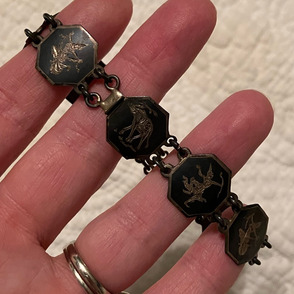 Vintage Sterling Silver Siam Bracelet
